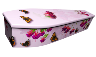 ash brook funerals Pink Fuchsias with Butterflies picture coffin